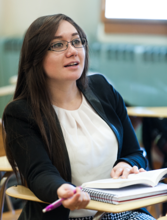 Manor College student in the classroom.