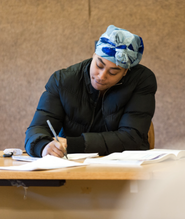 Manor student studying