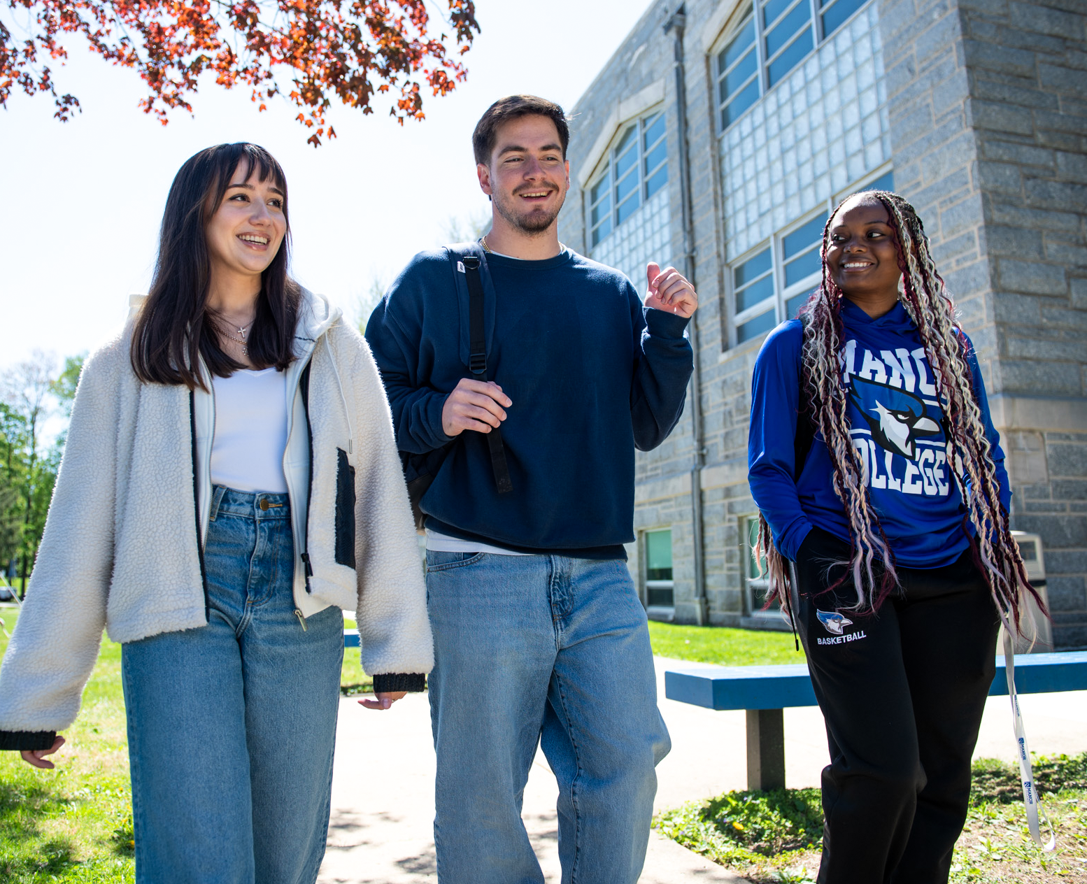 Manor College students taking a walk around campus.