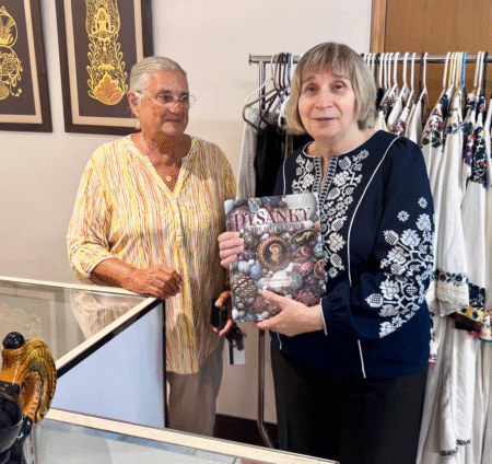 Curator of the Manor College Ukraine Heritage Museum, Chrystyna Prokopovych poses with Prof. Larysa Didkovska, Rector of the Ukrainian Free University.